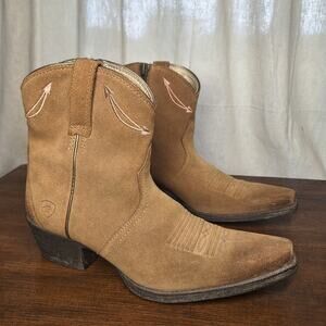 Ariat Marilyn western ankle boots suede leather brown tan cowgirl pointy toe 6.5